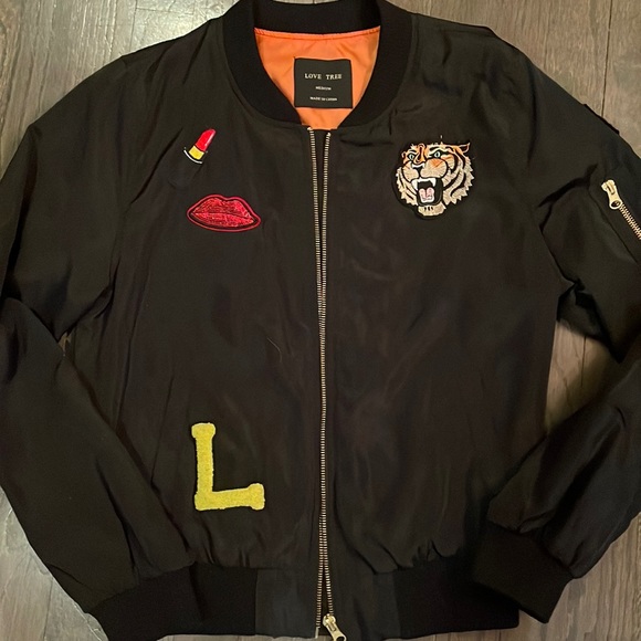 Love Tree Jackets & Blazers - LOVE TREE VARSITY PATCHES ZIP UP JACKET